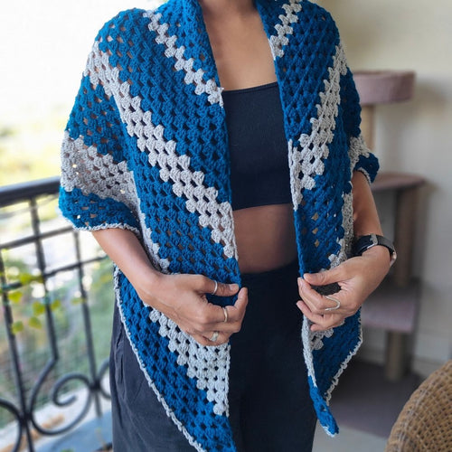 Handcrafted Blue Cotton Crochet Shrug